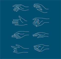 Wall Mural - vector icon and logo female beauty hand. editable outline stroke size. line flat contour, thin and l
