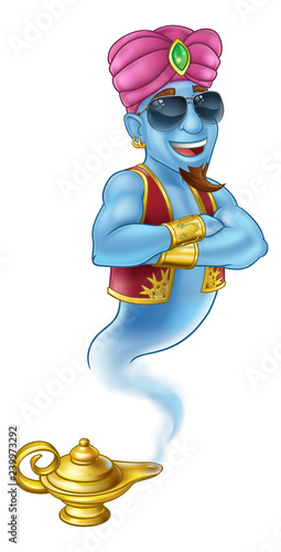 A genie cartoon character c...