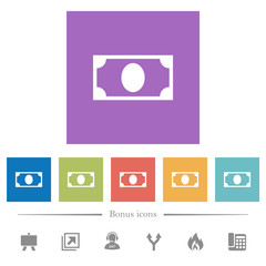 Poster - Single banknote flat white icons in square backgrounds