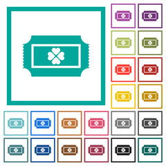 Sticker - Lottery ticket flat color icons with quadrant frames