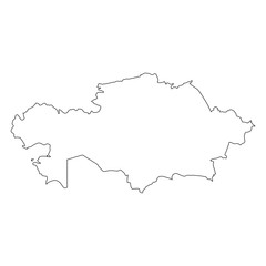 Poster - Kazakhstan - solid black outline border map of country area. Simple flat vector illustration.