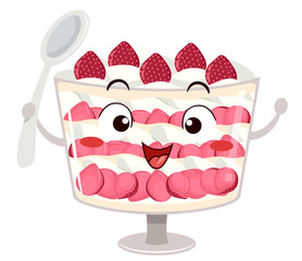 Wall Mural - Mascot Strawberry Trifle Illustration