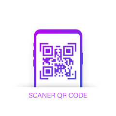 qr code scanning like linear black phone. concept of pixel art square, product, promotion label, telephone, screen, device