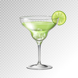 Fototapeta Dziecięca - Realistic cocktail margarita glass vector illustration on transparent background
