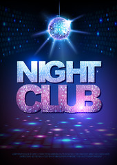 Wall Mural - disco ball background. disco poster night club. neon