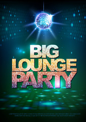 Wall Mural - disco ball background. disco poster big lounge party. neon