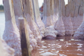 Sosyk unique lake with extremely saline water of red color