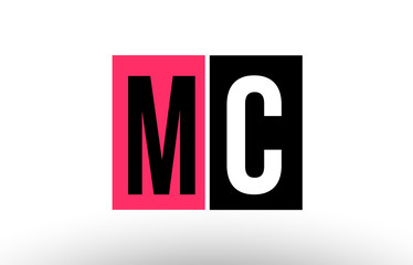 pink black white alphabet letter mc m c logo combination icon design