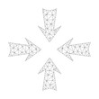 © imagecatalog - Mesh vector reduce arrows icon on a white background. Polygonal carcass gray reduce arrows image in low poly style with connected triangles, points and lines.