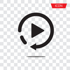 Replay Icon vector in trendy flat style isolated on grey background. Replay icon for application and web