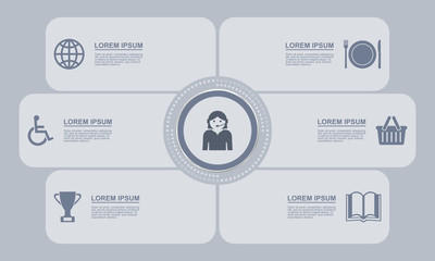 Poster - Editable infographic vector template for business presentation, diagram, workflow concept with 6 options