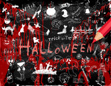 Fototapeta Młodzieżowe - Halloween doodle set