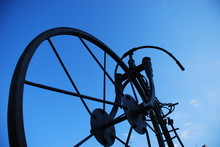 High Wheeler On The Blue Sky, Iron Bicycle - Image