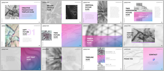Wall Mural - Minimal presentations design, portfolio vector templates with elements on white background. Multipurpose template for presentation slide, flyer leaflet, brochure cover, report, marketing, advertising.