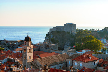 Wall Mural - The old town of Dubrovnik with St. Saviour Church in front
