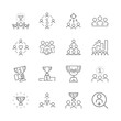 Icons of cooperation reward and search for people to join the team. 30x30 pixel. Vector illustration.