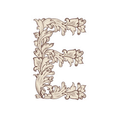 Fancy foliage uppercase letter E