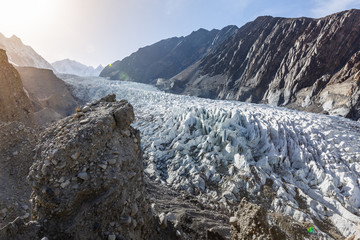 Wall Mural - Passu Glacier. Karakorum region. Passu Peak is situated in the back side of the glacier.Northern Pakistan.