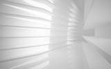 Fototapeta Do przedpokoju - Abstract white interior of the future, with neon lighting. 3D illustration and rendering