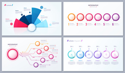 Set of vector 6 options infographic designs, templates for web, 