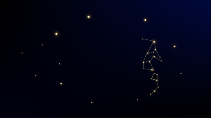 Wall Mural - constellation map. gradient blue galaxy pattern. astronomical print. magic cosmic sky with many star