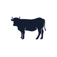Cow Silhouette Vector Icon. Black Angus Vector Illustration