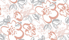 Floral Blossom Hand Drawn Seamless Vector Pattern