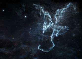 Wall Mural - cosmic nebula with dragon shape