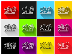 Happy New Year 2019 Text Design Patter