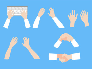 Wall Mural - set of human hands with different gestures collection for design , animation,typing on keyboard, whi