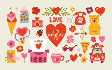 Wall Mural - Valentine's day cute elements set.