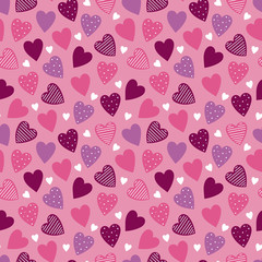 Wall Mural - Seamless pattern for Valentine's day with heart shapes.