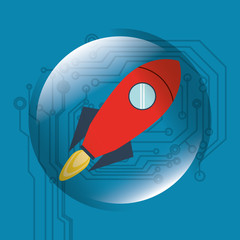 Sticker - rocket with science related icons image 