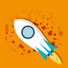 Sticker - rocket with science related icons image 