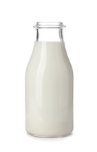 Bottle With Fresh Milk On White Background