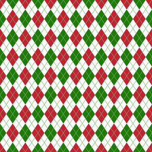 Red And Green Argyle Seamless Pattern - Red, White, And Green Argyle Design