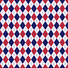 Wall Mural - Red and Navy Argyle Seamless Pattern - Red, white, and navy blue argyle design
