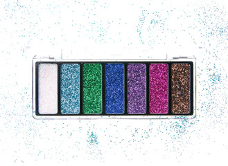 Wall Mural - glitter palette sparkles beauty makeup isolation top view