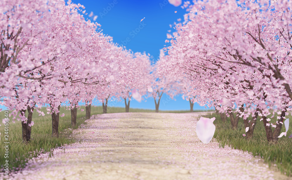 桜並木イメージ Stock Illustration | Adobe Stock