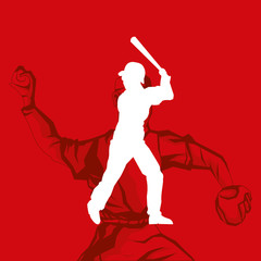 Sticker - baseball related icons image