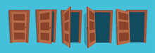 Cartoon Vector Illustration Of The Open And Closed Doors.