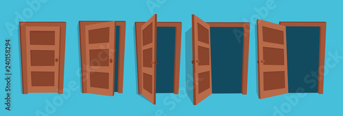 Cuadros en Lienzo Cartoon vector illustration of the open and closed doors.
