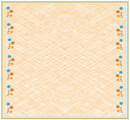 Wall Mural - Woven serviette with floral embroidery and fringe in white,orange,blue colors isolated on white backdrop