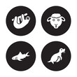 © CoolVectorStock - 4 vector icon set : Sloth, Shark, Sheep, Seal isolated on black background