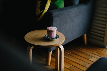 Wall Mural - Rose beetroot latte art with vegan coconut milk