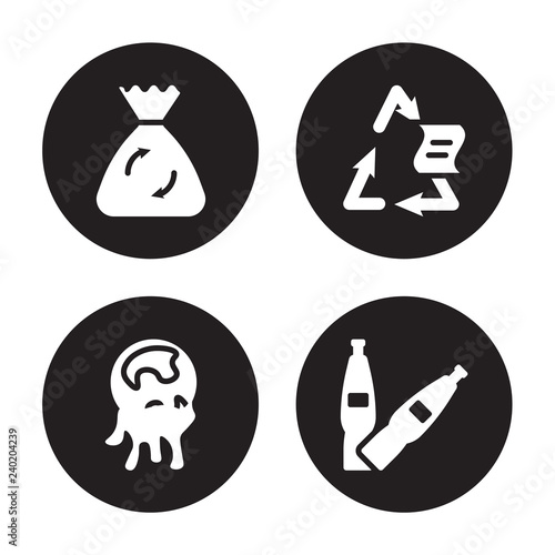 Fotografie, Obraz 4 vector icon set : Recycle bag, Pollution, Recyclable, Plastic bottle isolated
