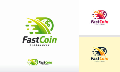 Wall Mural - fast coin logo designs concept vector, fast cash logo template, money logo designs