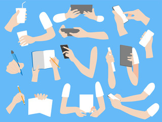 Wall Mural - set of human hands with different gestures collection for design, animation,palm and finger draw ico