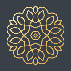 Sticker - Beautiful Golden Decoration Ornament. Floral. Oriental. Lines - Vector