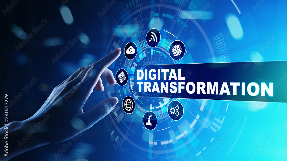 Digital transformation, disruption, innovation. Business and  modern technology concept. - obrazy, fototapety, plakaty 